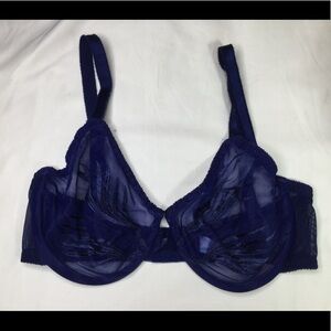 Vintage Olga Underwire Sheer Embrodered Bra - 36D